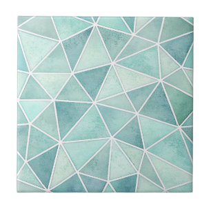Pale Aqua Geometric Mosaic – Polygon Ceramic Tile