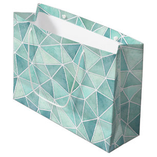 Pale Aqua Geometric Mosaic – Polygon Large Gift Bag