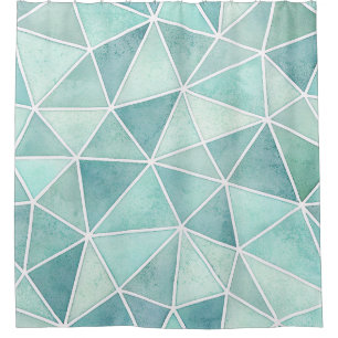 Pale Aqua Geometric Mosaic – Polygon Shower Curtain