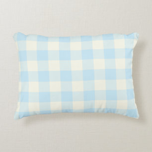 Pale Aquamarine Blue Gingham Pattern Accent Pillow
