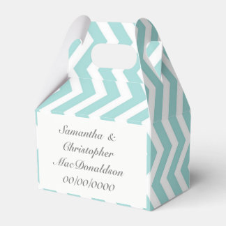 Pale aquamarine stripe chevron wedding favour box