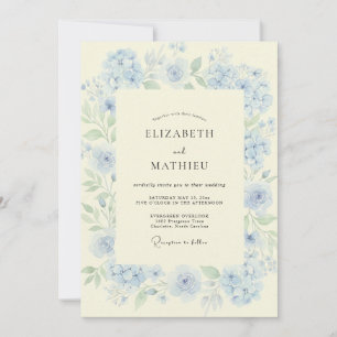 Pale Azure Peony Wedding Invitation