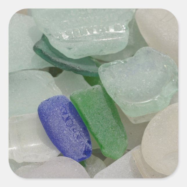 Pale Beach Glass Square Sticker (Front)