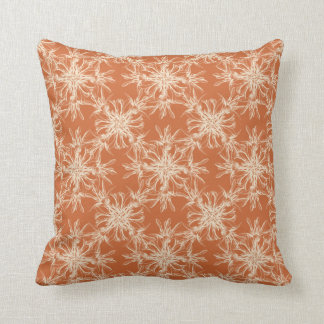 Pale Beige and Tuscany Orange Damask Pattern Cushion