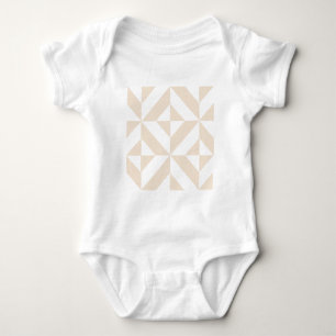 Pale Beige Geometric Deco Cube Pattern Baby Bodysuit