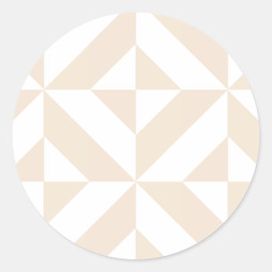Pale Beige Geometric Deco Cube Pattern Classic Round Sticker