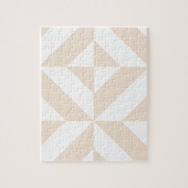 Pale Beige Geometric Deco Cube Pattern Jigsaw Puzzle (Vertical)