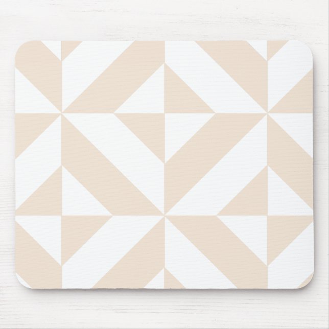 Pale Beige Geometric Deco Cube Pattern Mouse Pad (Front)