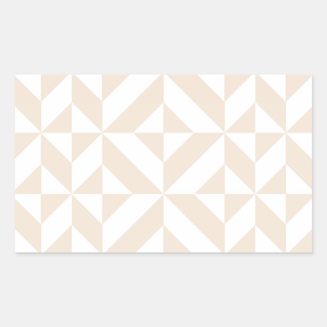Pale Beige Geometric Deco Cube Pattern Rectangular Sticker (Front)