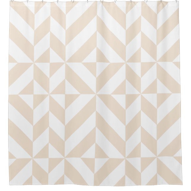 Pale Beige Geometric Deco Cube Shower Curtain (Front)
