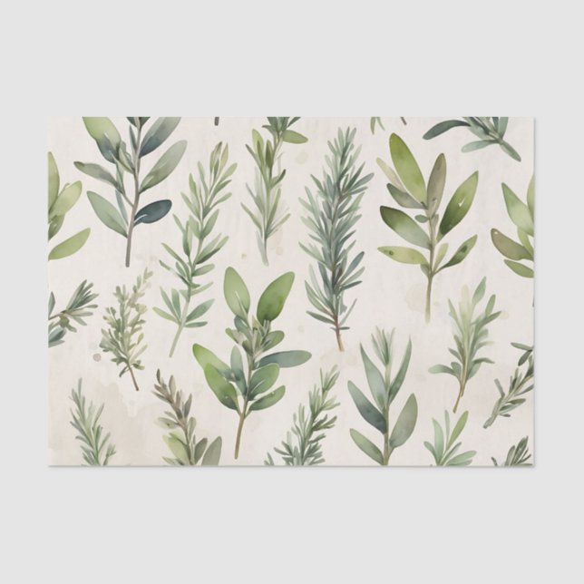 Pale Beige with Soft Green Herb Tissue Paper (Front)