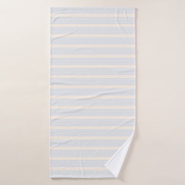 Pale blue and beige five stripes pattern bath towel (Bath Towel)