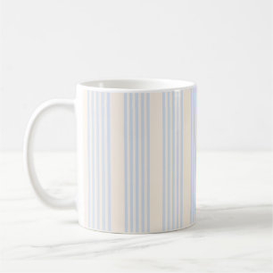 Pale blue and beige five stripes pattern coffee mug
