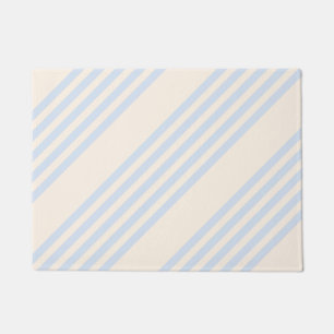 Pale blue and beige five stripes pattern doormat