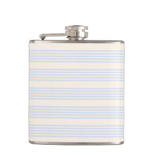Pale blue and beige five stripes pattern hip flask
