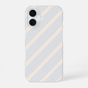 Pale blue and beige five stripes pattern iPhone 16 case