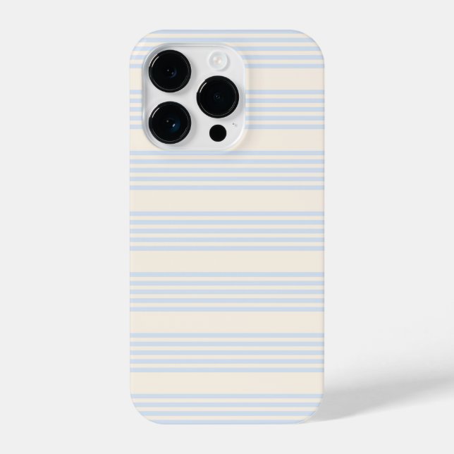 Pale blue and beige five stripes pattern iPhone case (Back)