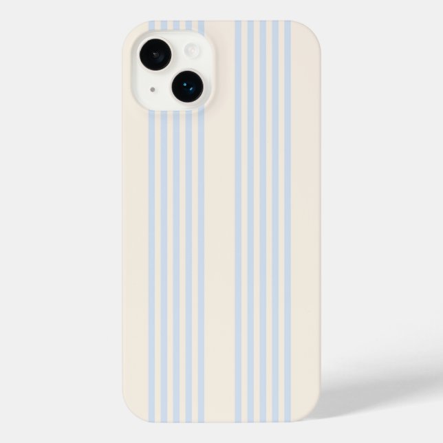 Pale blue and beige five stripes pattern iPhone case (Back)