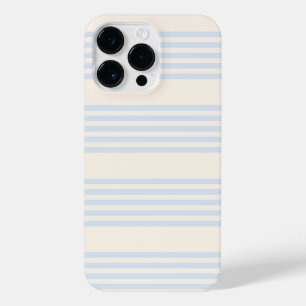 Pale blue and beige five stripes pattern iPhone 14 pro max case