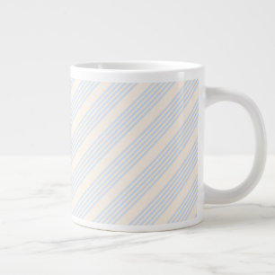 Pale blue and beige five stripes pattern large coffee mug