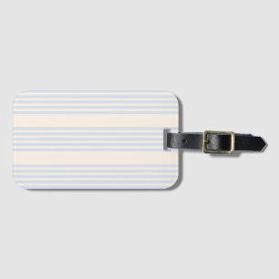 Pale blue and beige five stripes pattern luggage tag