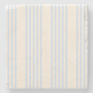Pale blue and beige five stripes pattern stone coaster