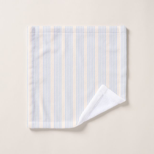Pale blue and beige five stripes pattern wash cloth (Wash Cloth)