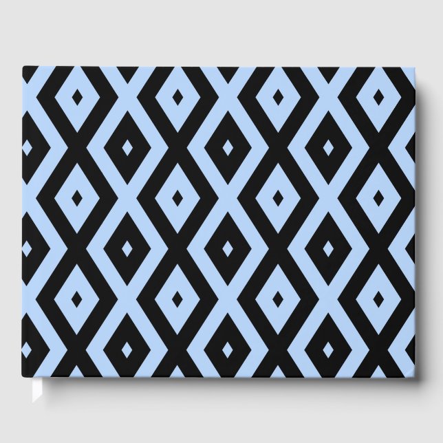 Pale blue and black diamond pattern guest book (Front)