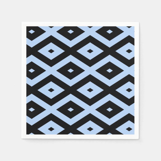 Pale blue and black diamond pattern napkin (Front)
