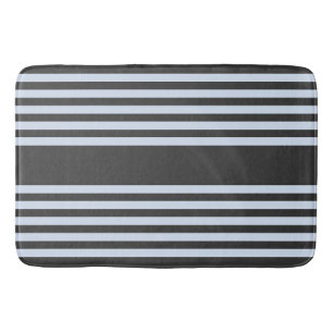 Pale blue and charcoal five stripes pattern bath mat