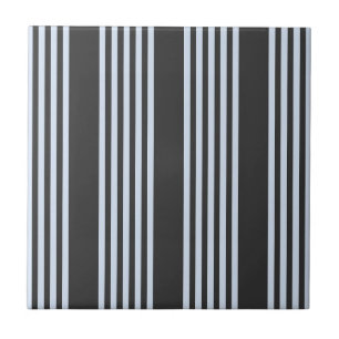 Pale blue and charcoal five stripes pattern ceramic tile