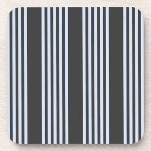 Pale blue and charcoal five stripes pattern coaster