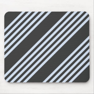 Pale blue and charcoal five stripes pattern mouse pad