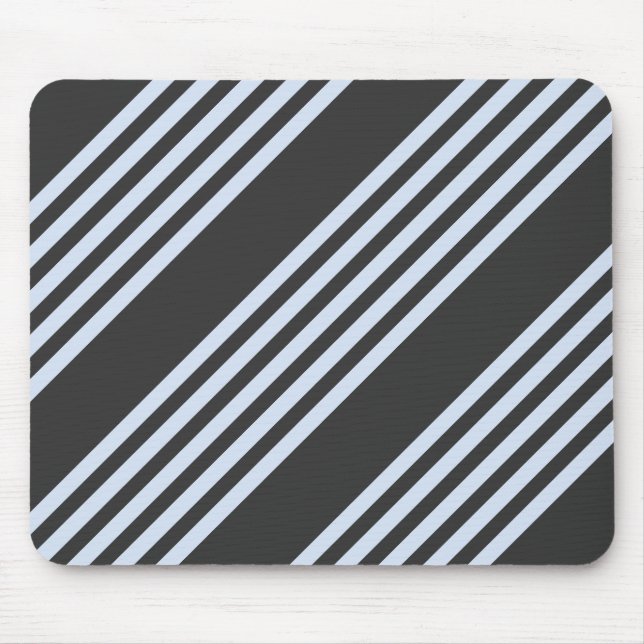 Pale blue and charcoal five stripes pattern mouse pad (Front)