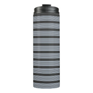 Pale blue and charcoal five stripes pattern thermal tumbler