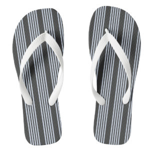 Pale blue and charcoal five stripes pattern thongs