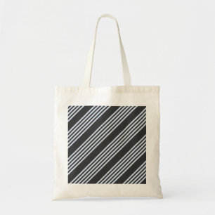 Pale blue and charcoal five stripes pattern tote bag