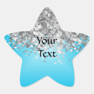 Pale blue and faux glitter star sticker