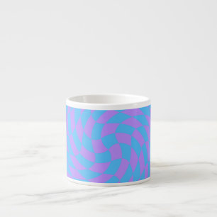 Pale-Blue and Lavender chequered Espresso Cup
