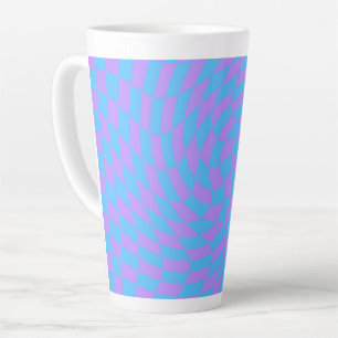 Pale-Blue and Lavender chequered Latte Mug