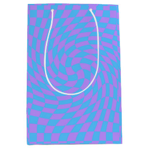 Pale-Blue and Lavender chequered  Medium Gift Bag