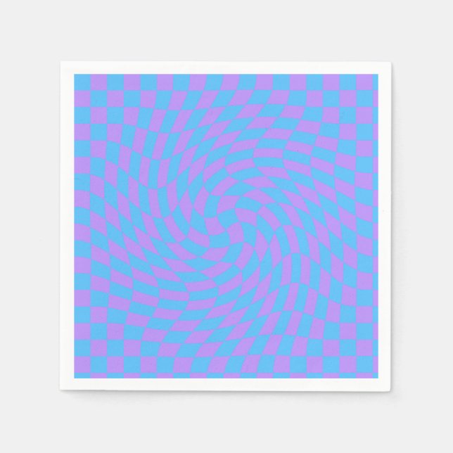 Pale-Blue and Lavender chequered  pattern Napkin (Front)