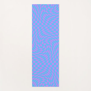 Pale-Blue and Lavender chequered pattern Yoga Mat