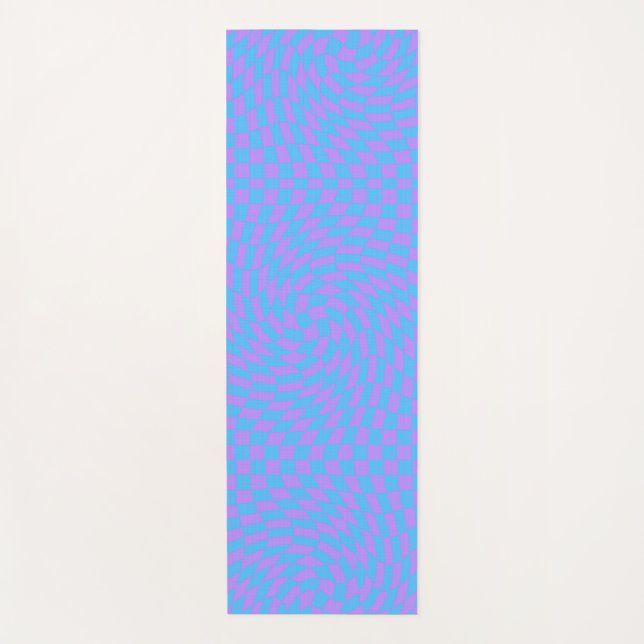 Pale-Blue and Lavender chequered pattern  Yoga Mat (Front)