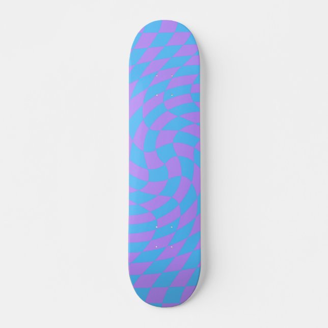 Pale-Blue and Lavender chequered  Skateboard (Front)
