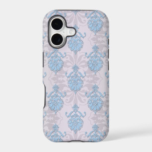 Pale Blue and Silvery White Damask
