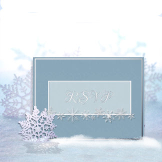 Pale Blue and Sky Snowflake Response Postcard