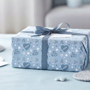 Pale Blue And Teal Heart Wrapping Paper