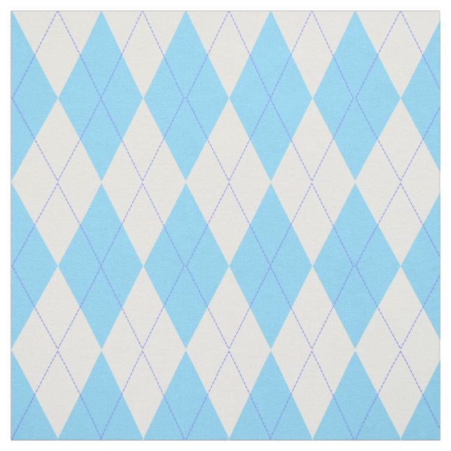 Pale Blue and White Argyle Pattern Fabric (Swatch)