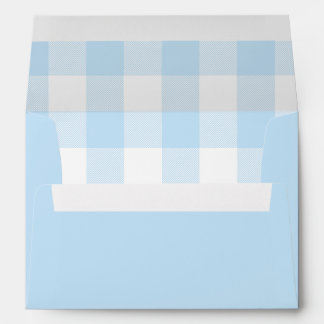 Pale Blue and White Buffalo Gingham Plaid Envelope